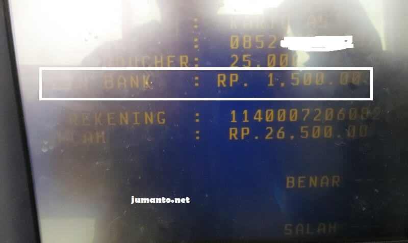 isi pulsa lewat atm mandiri ada biaya