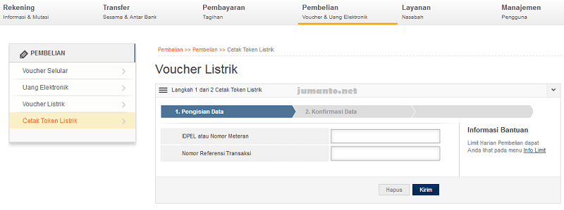 cetak token listrik bri