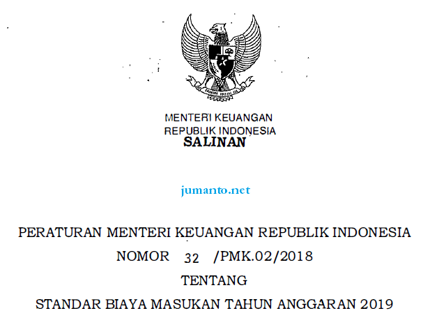 standar biaya masukan 2019